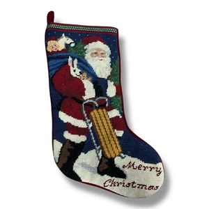 Medias de Navidad de lana de colección punto de aguja muñeca de Santa saco de regalos terciopelo - Imagen 1 de 8