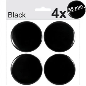 4x 55mm Black Domed Resin Stickers Wheel trims Centre Cap Hub Caps Badge Emblem - Picture 1 of 2