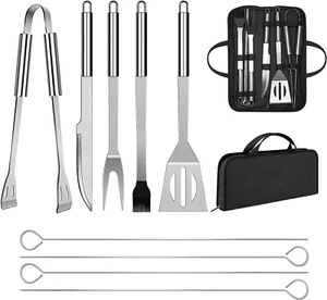 Stainless Steel BBQ Accessories Grill Tools Set w/ Carry Bag - Barbecue Utensils - Picture 1 of 9