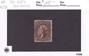 MATT'S STAMPS SCOTT #76 THOMAS JEFFERSON 5-CENT ISSUE OF 1863, USED CV$115 - Picture 1 of 2