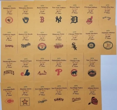 1979 APBA Baseball Printed Storage Envelopes with Stats and Team Logo - Image 1 of 3