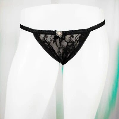 DKNY 全新黑色裸色黑色蕾丝蝴蝶结尼龙女式丁字裤内裤 M 码 — 第 1/4 张图片