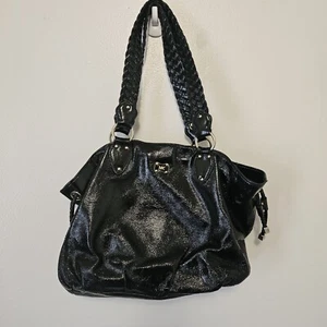 MICHAEL KORS Authentic Black Leather Tote Shoulder Bag Woven Straps - Picture 1 of 9