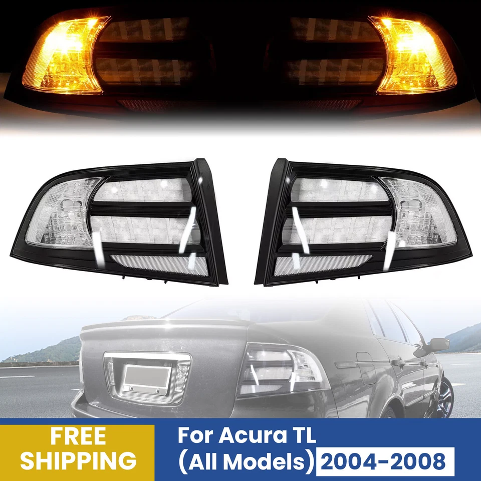 Rear Tail Light For 2004-2008 Acura TL Black Housing Clear Lens Halogen LH RH - Image 1 of 4