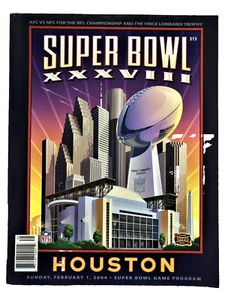 SUPER BOWL~XXXVIII ~HOUSTON SUPER BOWL GAME PROGRAM 2-1-2004~ PATS vs PANTHERS! - Bild 1 von 5