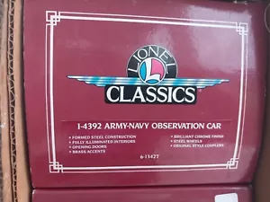 Lionel STD GAUGE CLASSICS 1-4392 ARMY-NAVY OBSERVATION CAR from Mayflower Set - Picture 1 of 5