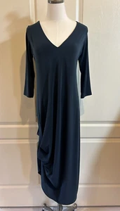 Sympli Dress vneck dark green 3/4 sleeves maxi draping size 6 women - Picture 1 of 8
