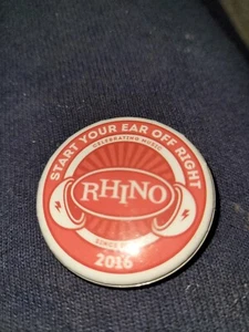 Rhino Headphones Metal Pin Back Button 2016 - Picture 1 of 1