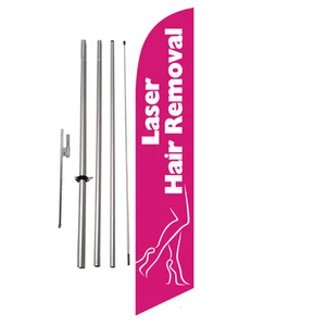 Laser Hair Removal Medica Spa Advertising Feather Banner Swooper Flag Kit Sign - Picture 1 of 2