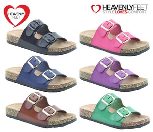 Ladies Heavenly Feet Sandals Sliders Buckle Colourful Bee Comfort Cork Footbed - Picture 1 of 71