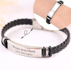 Pulsera de cuero personalizada para hombre para papá papá abuelo cumpleaños regalo de Navidad - Imagen 1 de 28