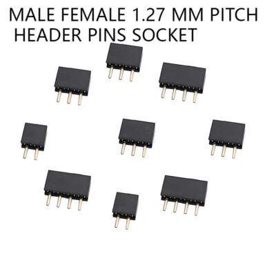 Male Female Header Pins Socket Single Row Connector Strip 2~40 Pin 1.27 mm Pitch - Image 1 of 4