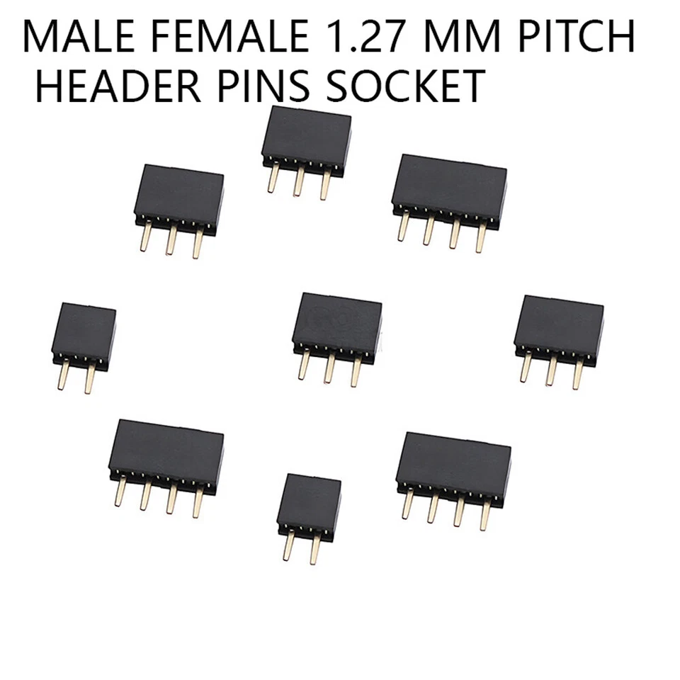 Male Female Header Pins Socket Single Row Connector Strip 2~40 Pin 1.27 mm Pitch - Image 1 of 4