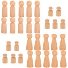 30 Pcs Bamboo Dad Wooden Blocks Crafts Angel Doll Unfinished