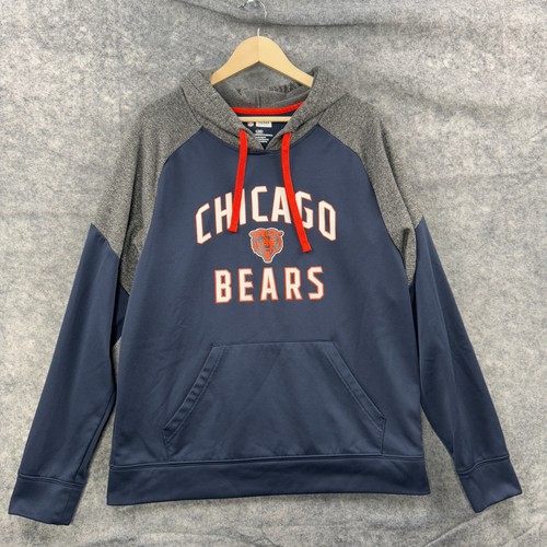 VETEMENTS Felpa con cappuccio Chicago Bears uomo L blu grigio logo NFL pullover foderato in pile