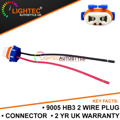 9005 HB3 2 WIRE PRE WIRED LIGHT BULB SOCKET CONNECTOR FOR CARS VANS TRUCKS LED - Image 1 of 4