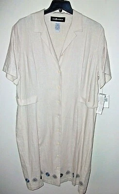 Nuevo con etiquetas Vestido Informal Damas 18 Caqui Beige Mezcla de Lino Sag Harbor $42 Foto 1 de 4