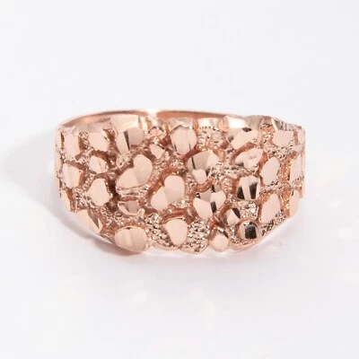 Sólido 14K Oro Mediano Cuadrado Nugget Anillo Amarillo Blanco Oro Rosa - Imagen 1 de 4