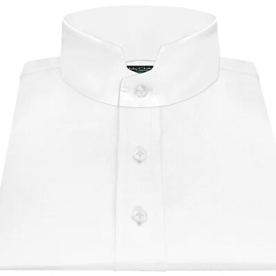 Camicia Uomo Sera Matrimonio Alta Rigida Stand Chierico Collo Imperiale Bianco Cotone - Immagine 1 di 4