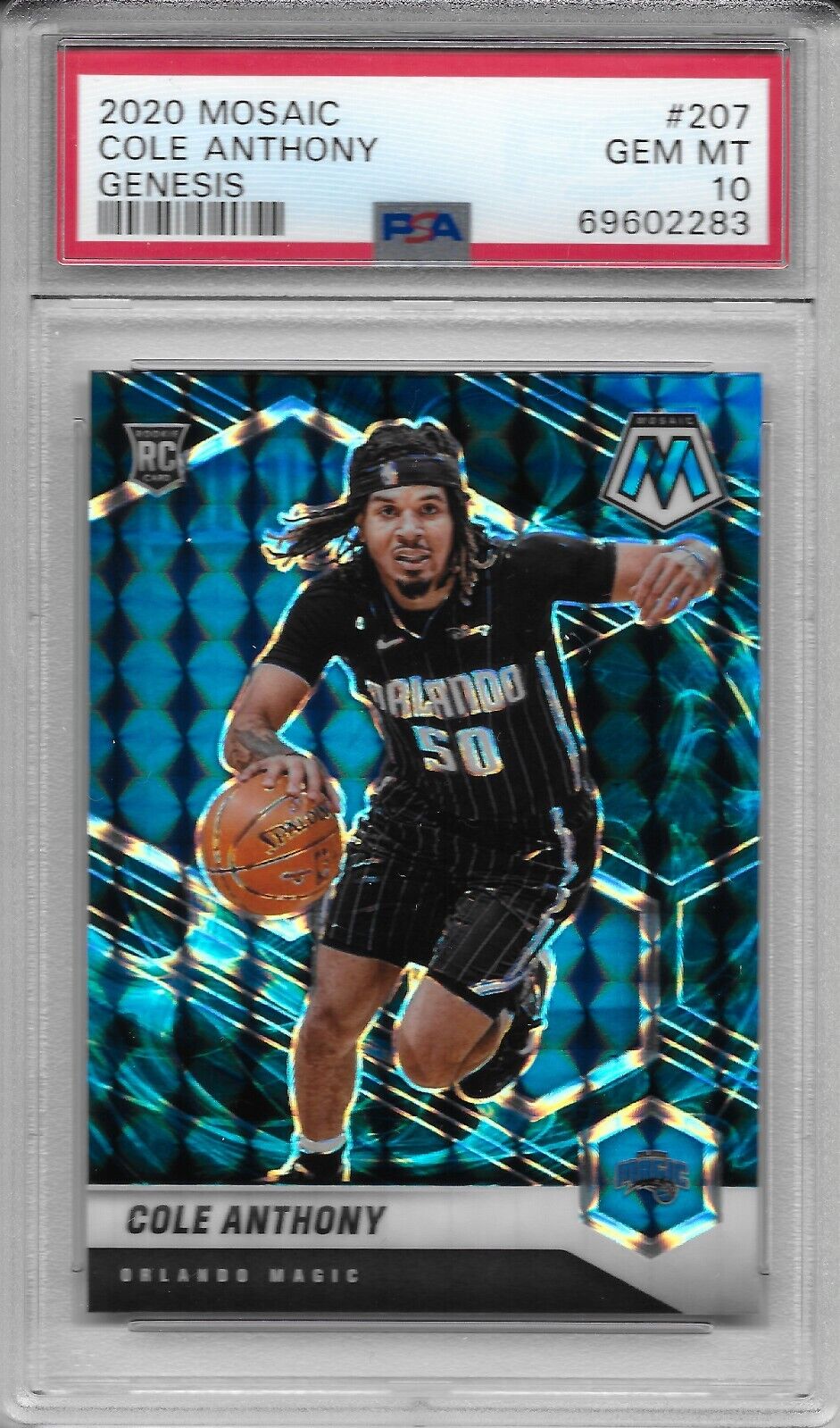 2020-21 Mosaic COLE ANTHONY GENESIS Prizm Rookie #207 PSA 10 ORLANDO MAGIC