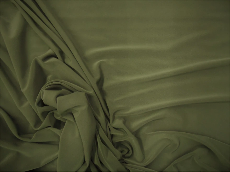 Fabric Light Weight Polyester Spandex 4 way Stretch Olive Green C407 - Image 1 of 1