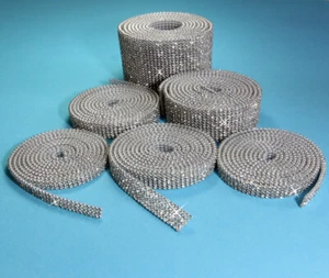 Hotfix CRYSTAL Mesh pedrería SS6 ribete 14 mm 6 filas para planchar Chaton - Imagen 1 de 14