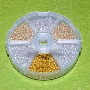 Metallic silver & gold 3mm mix seed bead selection box - craft jewellery making - Picture 1 of 3