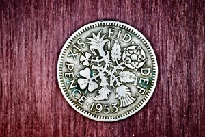 Great Britain 1953 6 Pence KM903 Copper/Nickel **VF** #HE - Picture 1 of 2