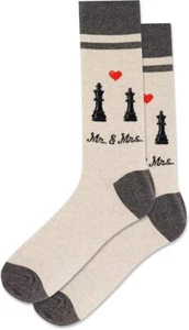 Hot Sox Men's Mr And Mrs Crew Socks 1 Pair, Natural Melange, Men's 10-13 Shoe - Picture 1 of 1