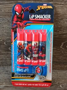 Marvel Spider-Man Lip Smacker 4 Pack w/Lanyard NEW Spiderman - Picture 1 of 3