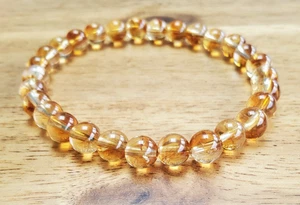 Crystal Citrine Gemstone Bead Bracelet Natural Stone Jewellery Gift Bangle 8mm - Picture 1 of 2