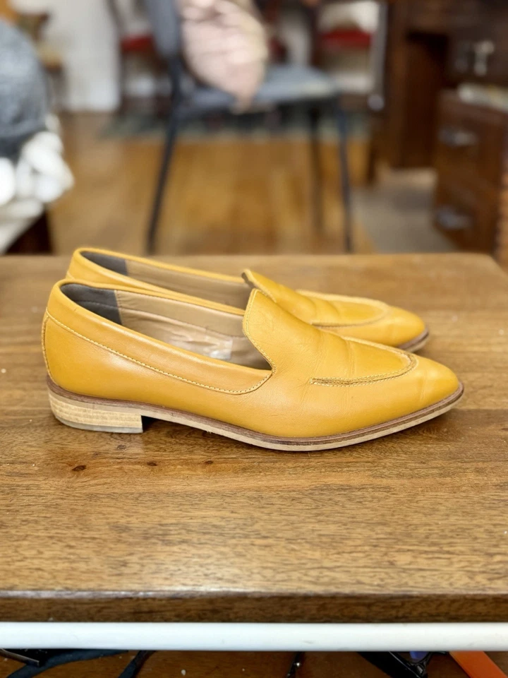 Mocasines Italianos de Cuero Everlane 8.5 Marrón Claro Color Mostaza Hechos en Italia Foto 1 de 4