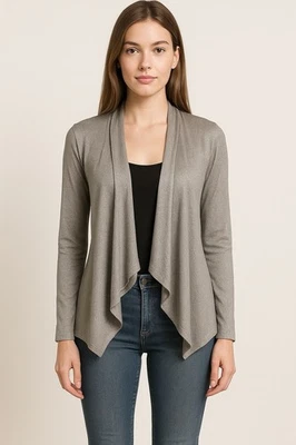 Cárdigan Vintage Y2K INC International Concepts Gris Metálico Mezcla Seda S Boho Foto 1 de 4