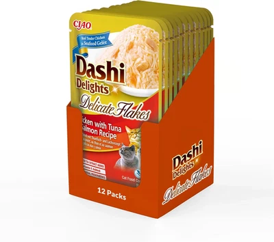 Dashi Delights Delicate Flakes, Delicati Fiocchi in Brodo Di Pollo Con Tonno E S - Immagine 1 di 4