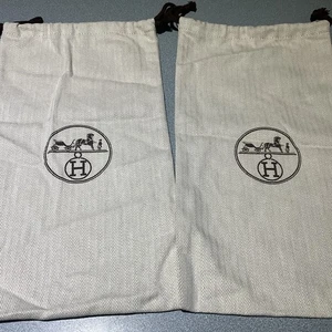 NEW Authentic HERMES Tweed Drawstring Storage Dust Bag 14X7.5   SET OF 2 FREE SH - Bild 1 von 2