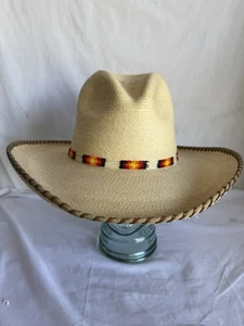 SunBody Palm Leaf Cowboy Hat Size 7 1/2 Handmade Guatemala - Picture 1 of 7