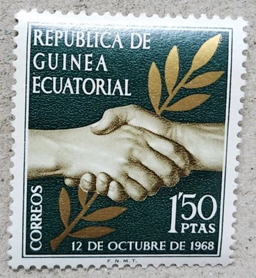 GUINEA ECUATORIAL 🇬🇶 SELLO INDEPENDENCIA / 1,50 PESETAS / 1968 Foto 1 de 2