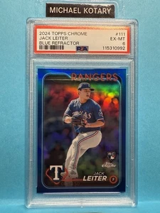 JACK LEITER 2024 TOPPS CHROME BLUE TRUE REFRACTOR PSA 6 85/150 Rangers Rookie - Picture 1 of 2