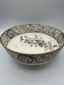 Royal Doulton Burslem Bowle Schüssel 9,5" braun Transferware Blumenrolle um 1880 - Bild 1 von 7