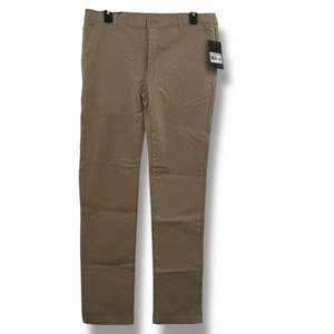 NWT Galaxy by Harvic Khaki Pants Size 32/30 Tan Slim Fit Straight Stretch Chino - Picture 1 of 7