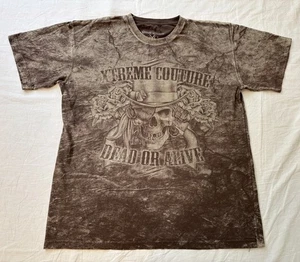 Xtreme Couture T-Shirt Größe 2XL Braun Rose Dead or Alive Totenkopf Rosen Gun Y2K USA - Bild 1 von 8