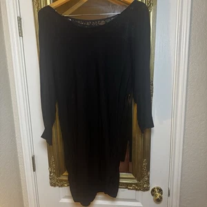 Torrid Pulloverkleid schwarz Spitze am Rücken 1X Pullover Strick 3/4-Ärmel Rundhalsausschnitt - Bild 1 von 8