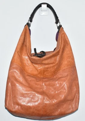 TANO большой оранжевый кожаный Hobo громоздкий искусственно состаренный наплечная сумка сумочка - Изображение 1 из 4
