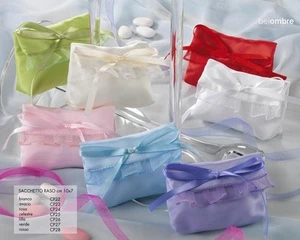 N.10 Sac Violet Sac En Satin Sachets à Dragées Et Marque-Place Cm.10x7 CP26 - Picture 1 of 1