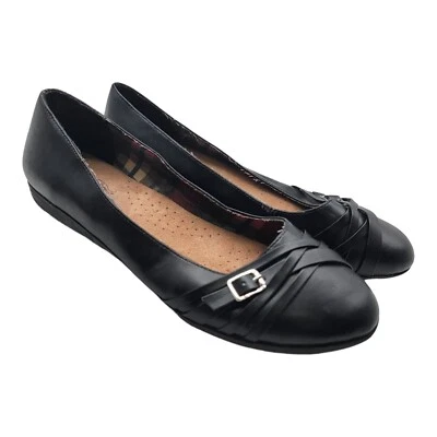 faded glory Shoes Womens Sz 10 Black flats Comfort Slip On Casual Career  - Image 1 of 4