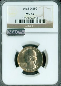 1968 D QUARTER NGC MS67 PQ 2ND FINEST REGISTRY  * - Picture 1 of 6