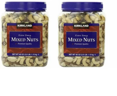 (Paquete de 2) de nueces mixtas saladas extra elegantes de Kirkland Signature, 2,5 libras cada una - Foto 1 de 4