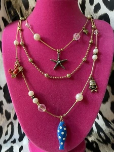 Collar cruzado de cangrejo náutico vintage con lunares de pez cráneo - Imagen 1 de 5