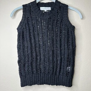 Central Park West Vest Girls 10 Black Knit Sweater Ramie Fabric Pullover - Picture 1 of 10