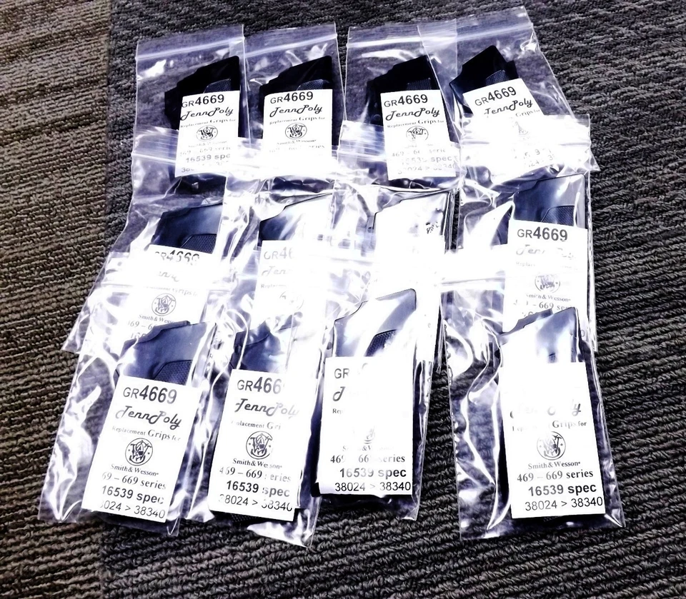 Grips Fit Smith & Wesson 469 669 S&w 9mm 4669 Ship OEM Ty. Black Polymer